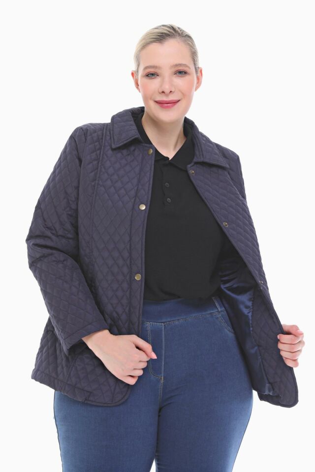 POLO YAKA LACİVERT MEVSİMLİK KAPİTONE MONT