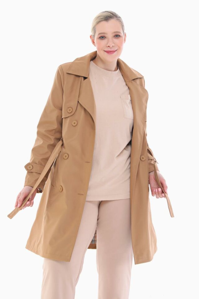 DÜĞMELİ VİZON KRUVAZE TRENÇKOT