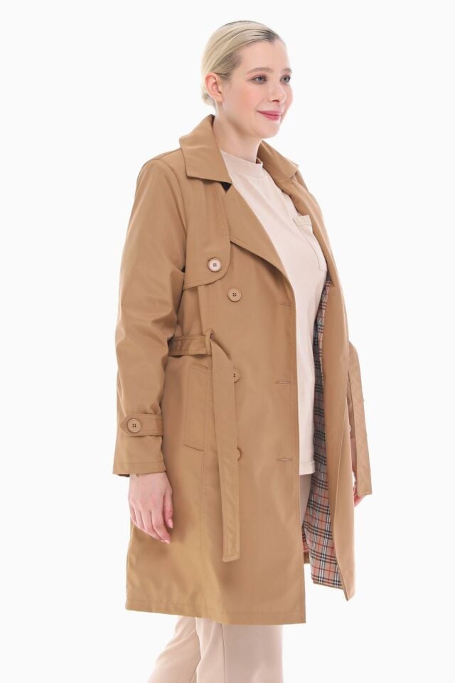 DÜĞMELİ VİZON KRUVAZE TRENÇKOT