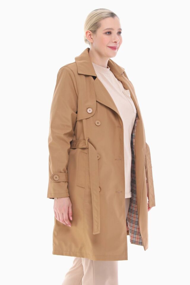 DÜĞMELİ VİZON KRUVAZE TRENÇKOT