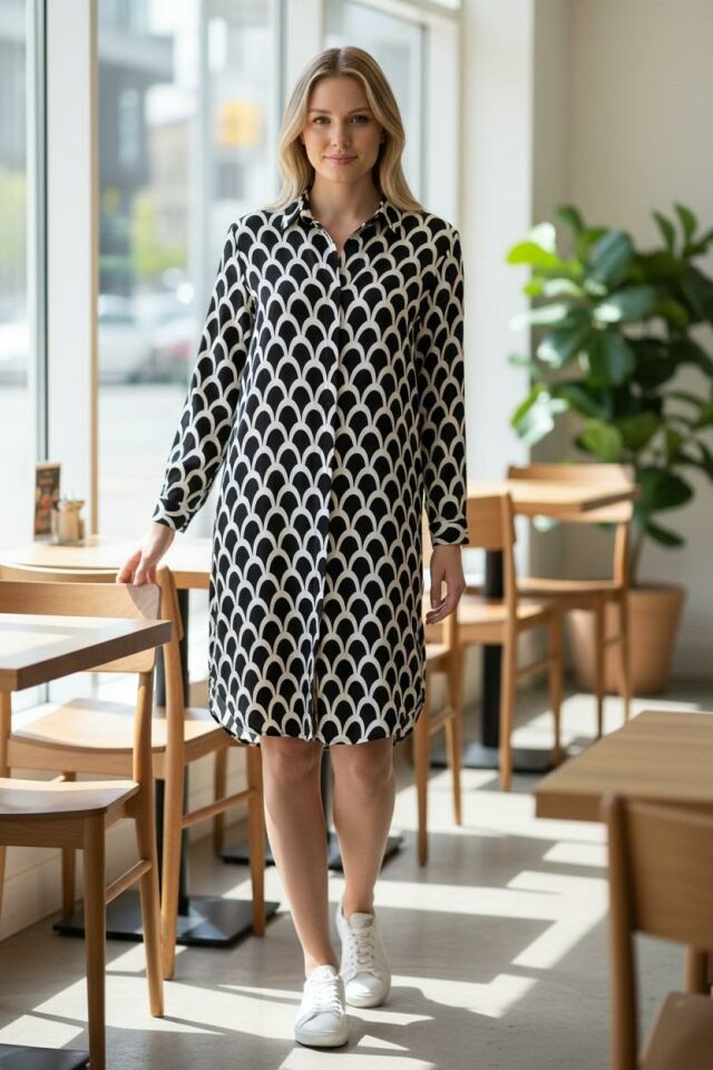 VETRE KADIN BÜYÜK BEDEN UZUN VİSKON GÖMLEK