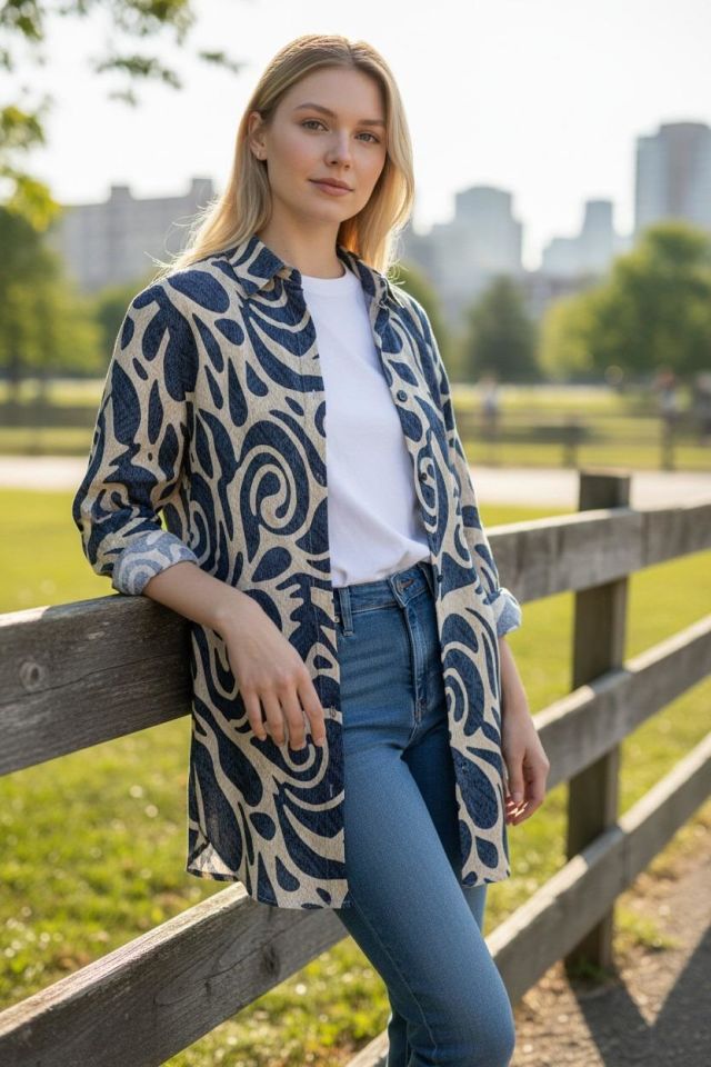 VETRE KADIN BÜYÜK BEDEN UZUN VİSKON GÖMLEK