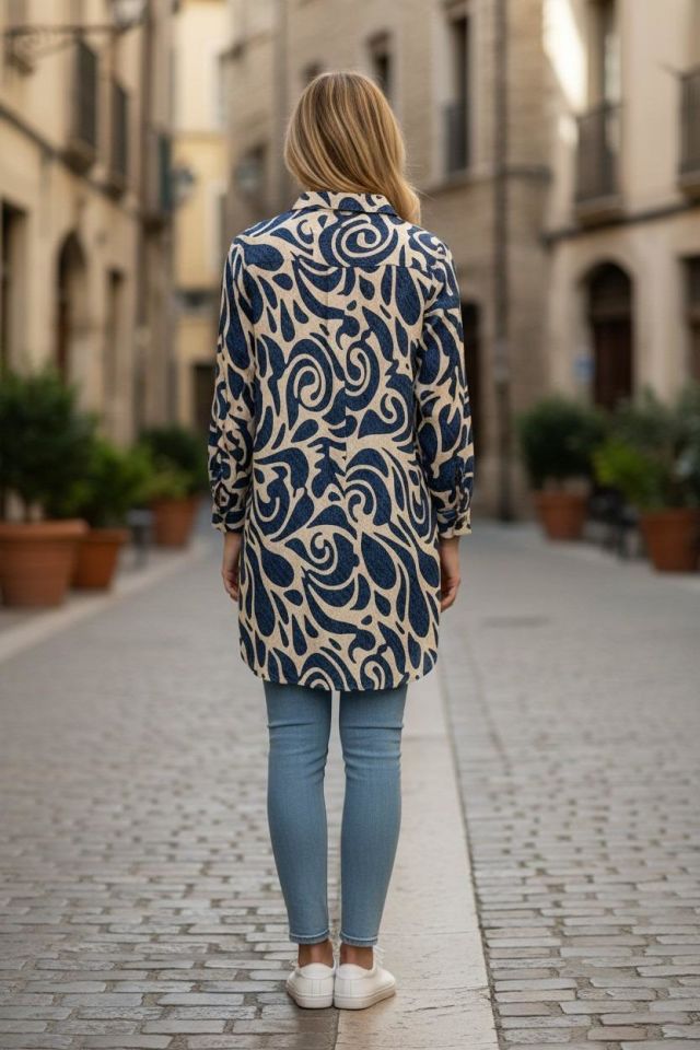 VETRE KADIN BÜYÜK BEDEN UZUN VİSKON GÖMLEK