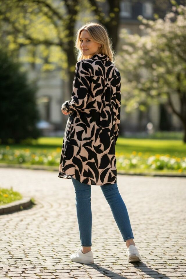 VETRE KADIN BÜYÜK BEDEN UZUN VİSKON GÖMLEK