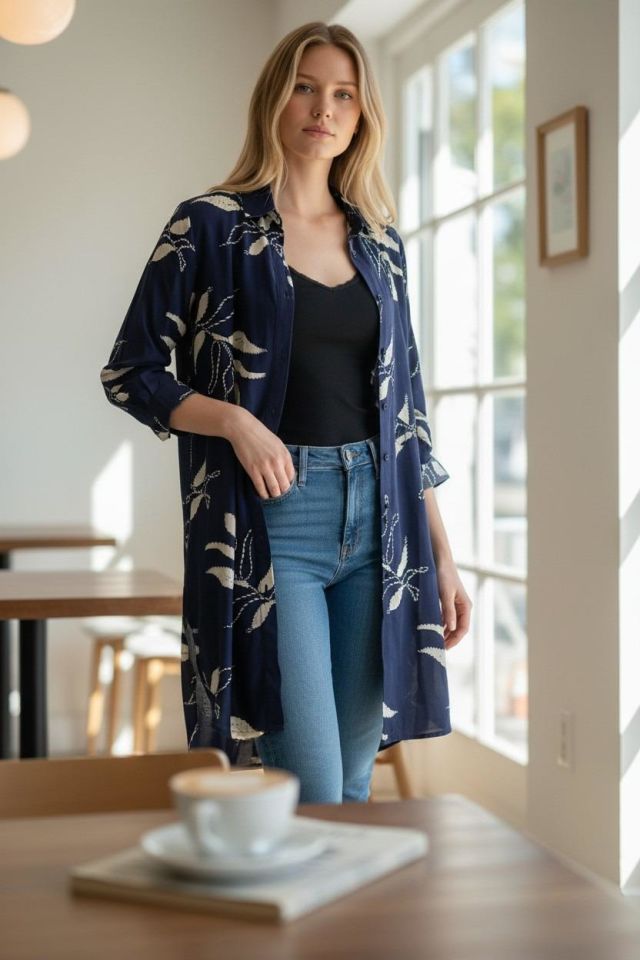 VETRE KADIN BÜYÜK BEDEN UZUN VİSKON GÖMLEK