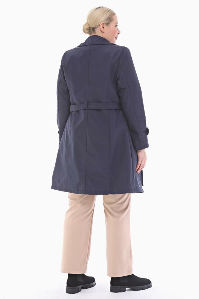 DÜĞMELİ LACİVERT KRUVAZE TRENÇKOT