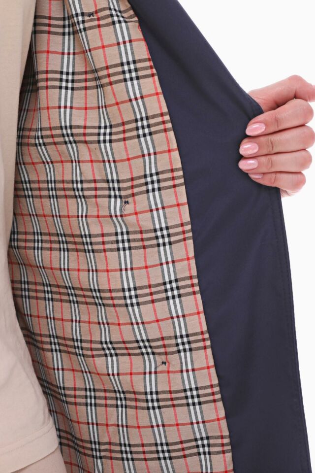 DÜĞMELİ LACİVERT KRUVAZE TRENÇKOT