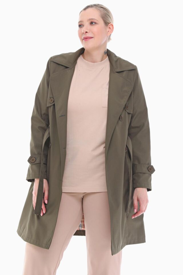 DÜĞMELİ HAKİ KRUVAZE TRENÇKOT