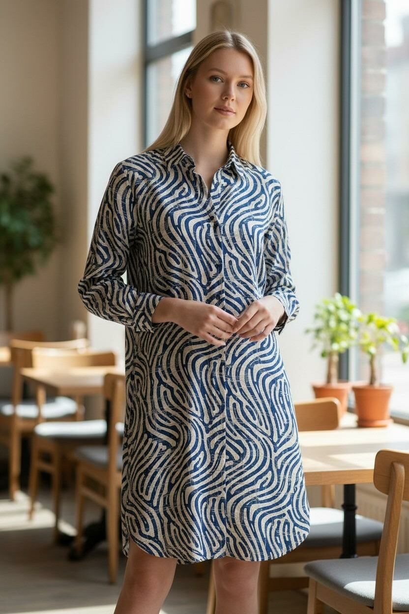 VETRE KADIN BÜYÜK BEDEN UZUN VİSKON GÖMLEK