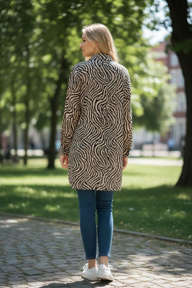 VETRE KADIN BÜYÜK BEDEN UZUN VİSKON GÖMLEK