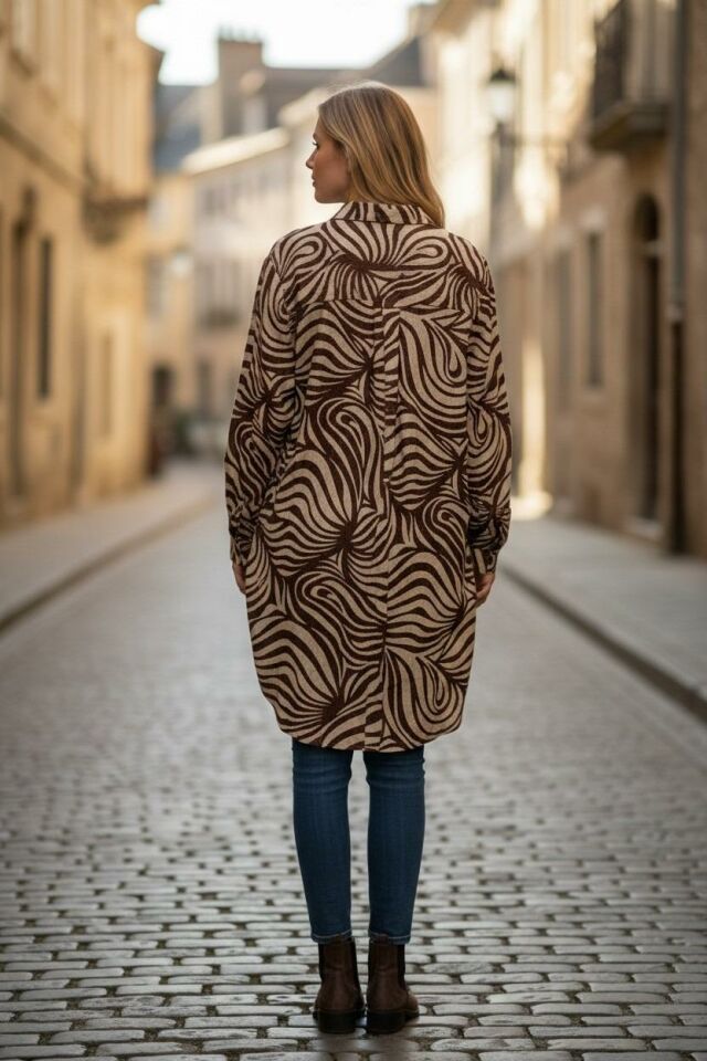 VETRE KADIN BÜYÜK BEDEN UZUN VİSKON GÖMLEK