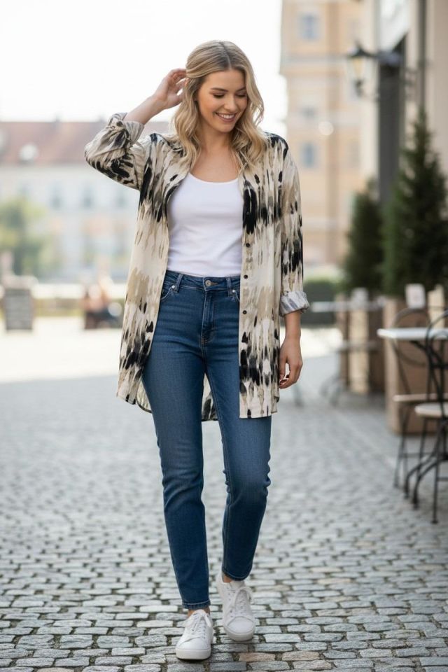 VETRE KADIN BÜYÜK BEDEN UZUN VİSKON GÖMLEK