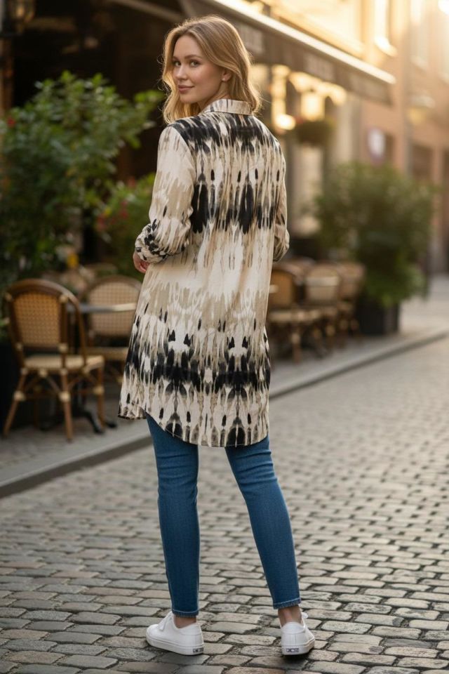 VETRE KADIN BÜYÜK BEDEN UZUN VİSKON GÖMLEK