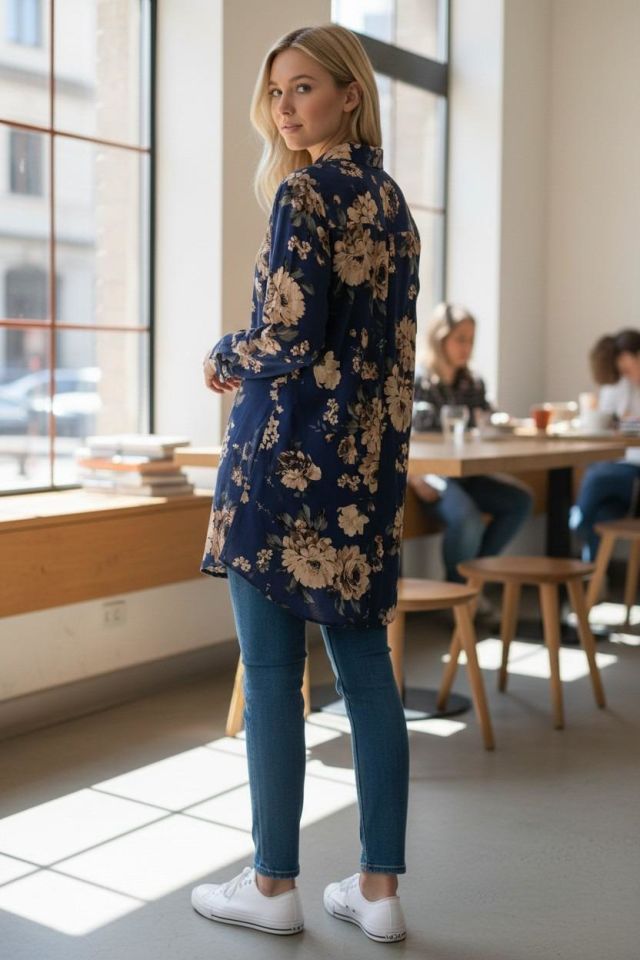 VETRE KADIN BÜYÜK BEDEN UZUN VİSKON GÖMLEK