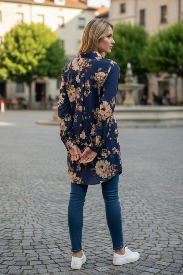 VETRE KADIN BÜYÜK BEDEN UZUN VİSKON GÖMLEK