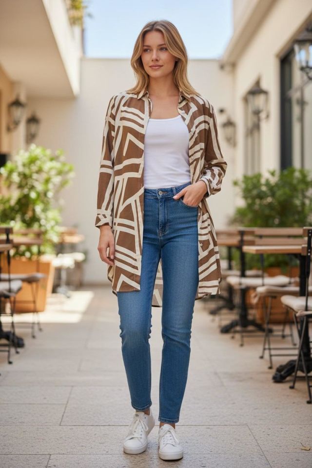 VETRE KADIN BÜYÜK BEDEN UZUN VİSKON GÖMLEK