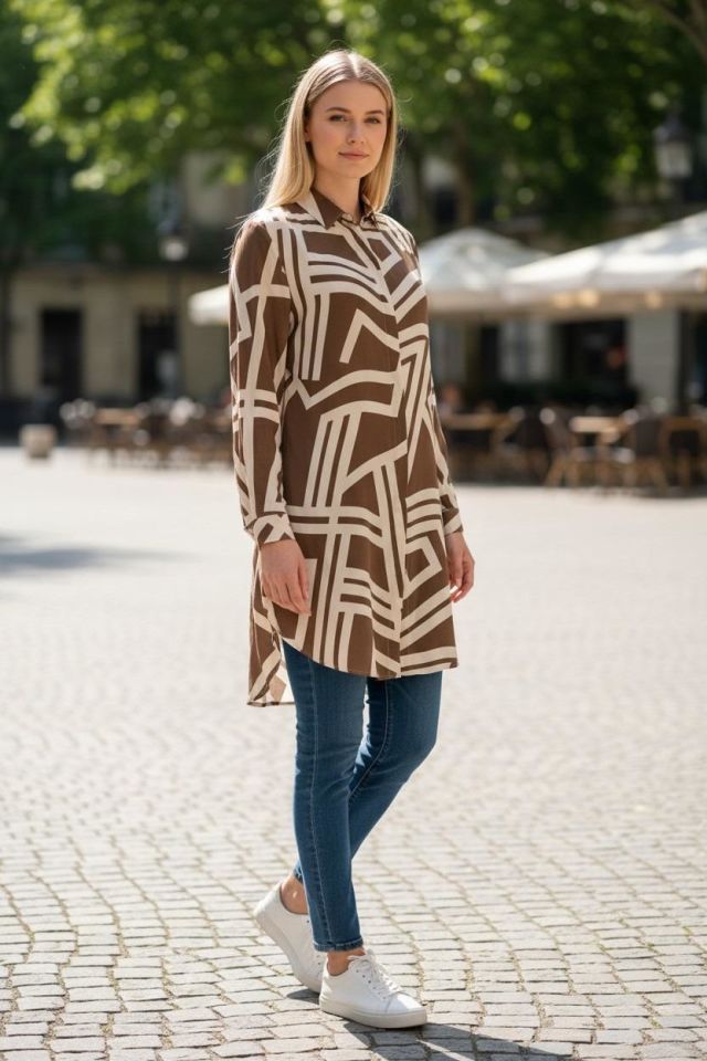 VETRE KADIN BÜYÜK BEDEN UZUN VİSKON GÖMLEK