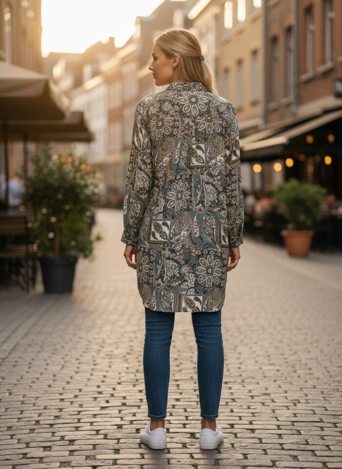 VETRE KADIN BÜYÜK BEDEN UZUN VİSKON GÖMLEK