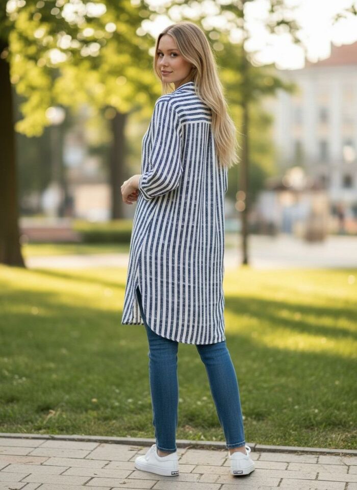 VETRE KADIN BÜYÜK BEDEN UZUN VİSKON GÖMLEK