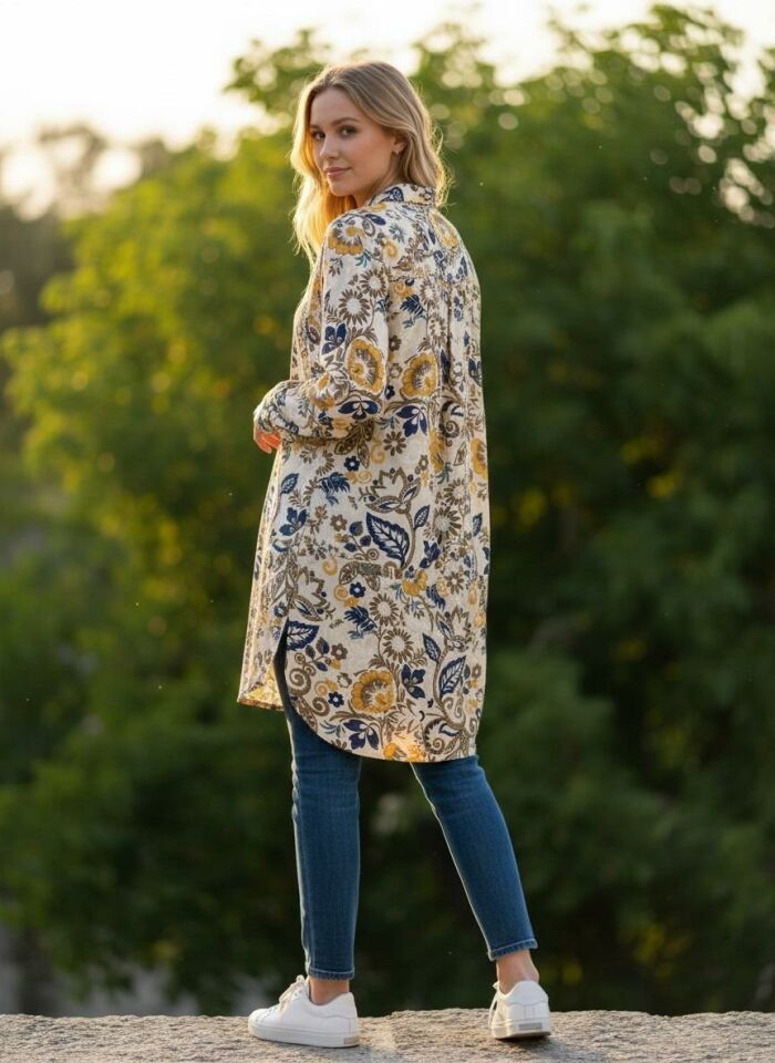 VETRE KADIN BÜYÜK BEDEN UZUN VİSKON GÖMLEK