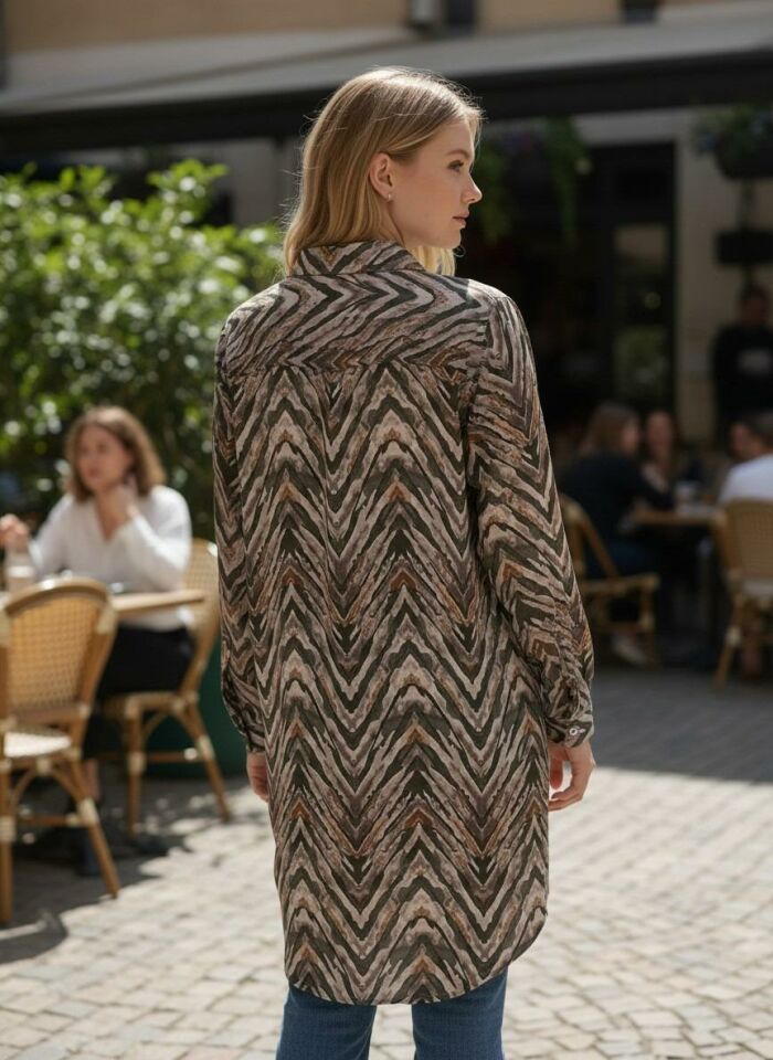 VETRE KADIN BÜYÜK BEDEN UZUN VİSKON GÖMLEK