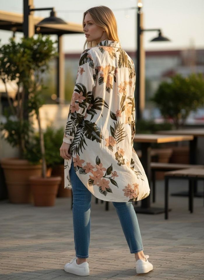 VETRE KADIN BÜYÜK BEDEN UZUN VİSKON GÖMLEK