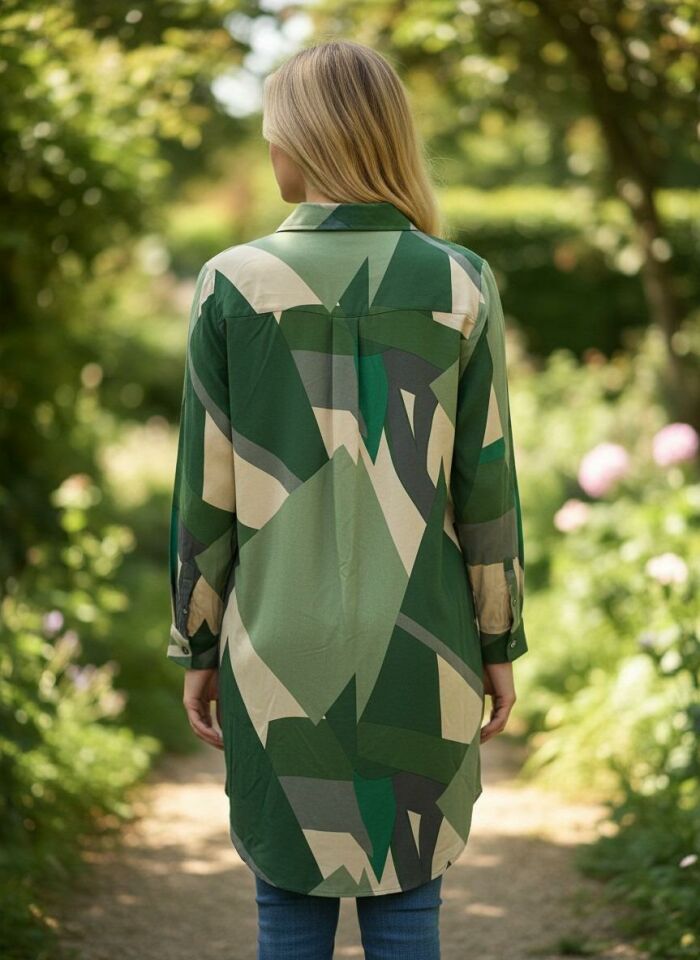 VETRE KADIN BÜYÜK BEDEN UZUN VİSKON GÖMLEK