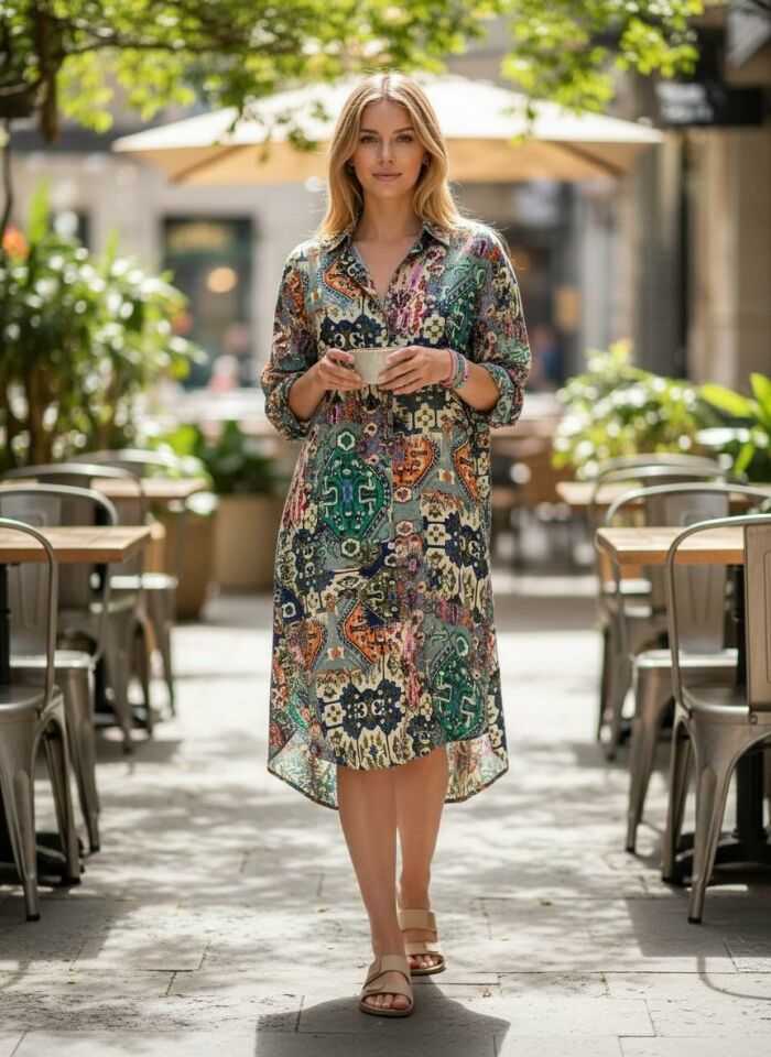 VETRE KADIN BÜYÜK BEDEN UZUN VİSKON GÖMLEK