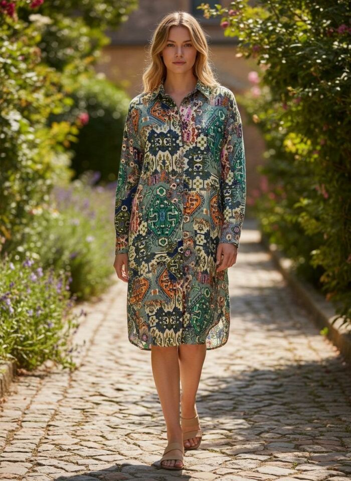 VETRE KADIN BÜYÜK BEDEN UZUN VİSKON GÖMLEK