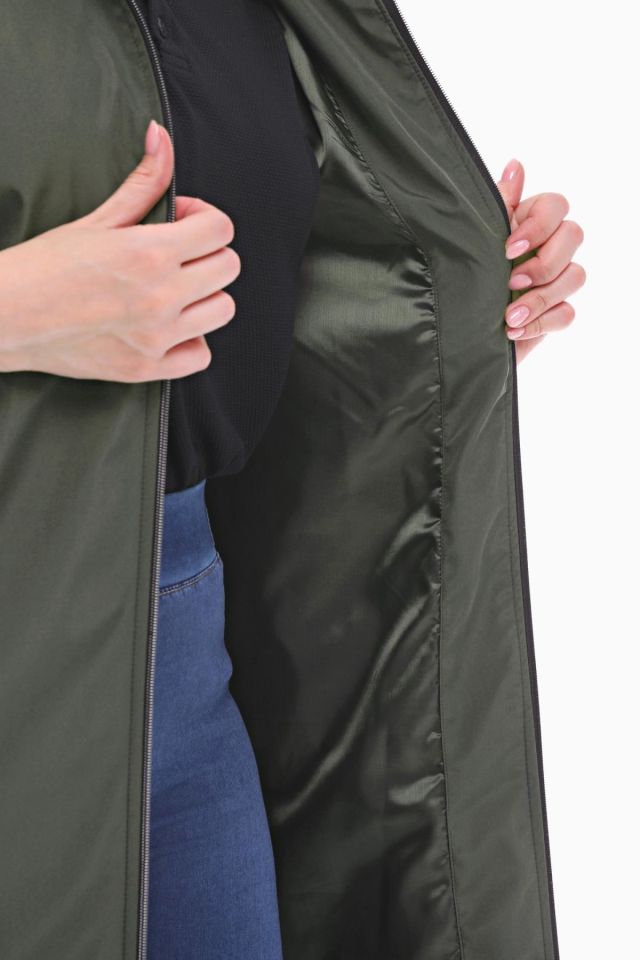 KAPÜŞONLU HAKİ UZUN TRENÇKOT