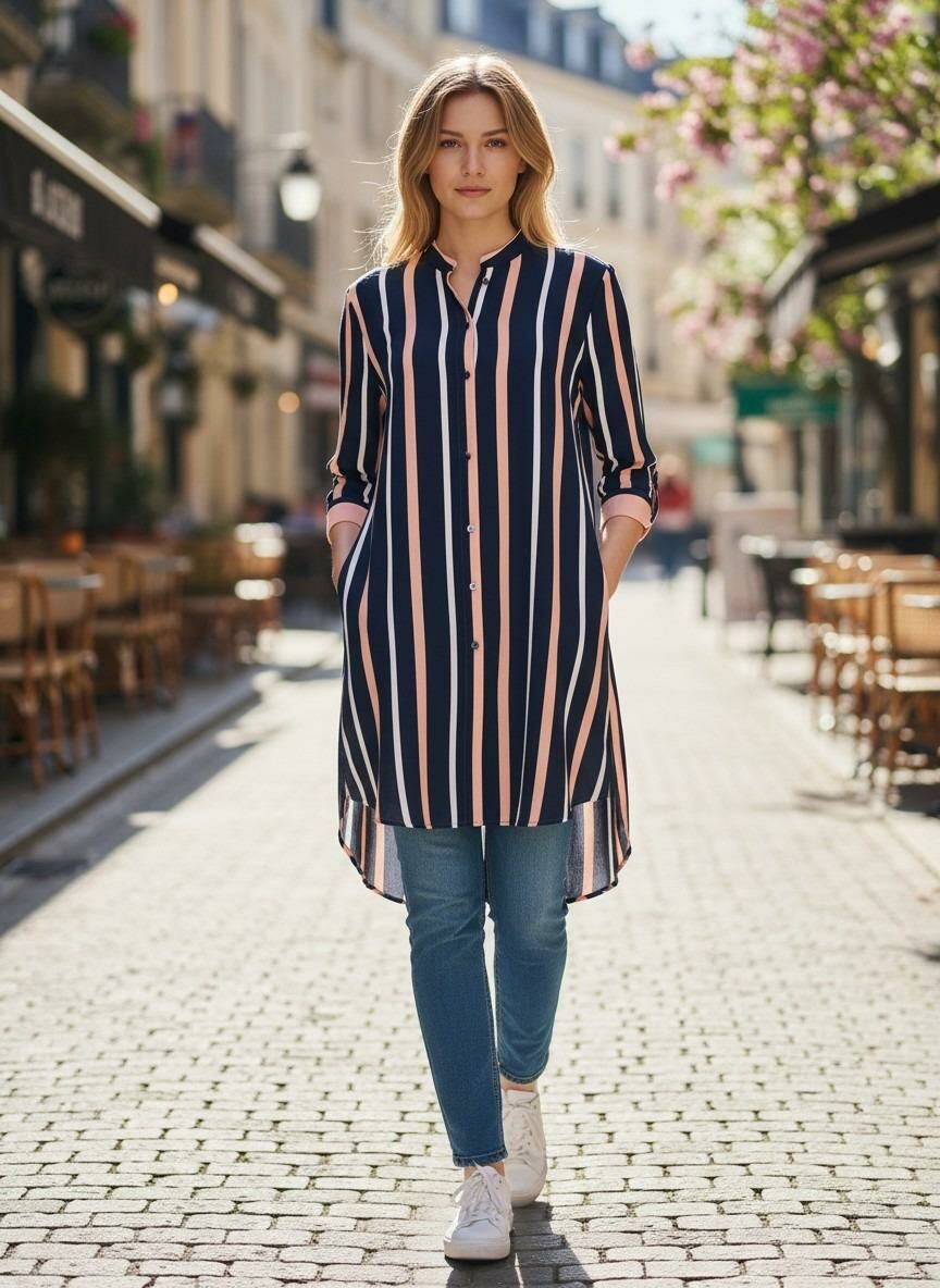 VETRE KADIN BÜYÜK BEDEN UZUN VİSKON GÖMLEK