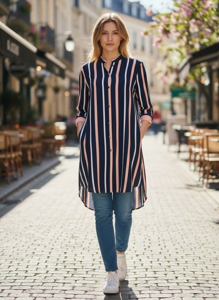 VETRE KADIN BÜYÜK BEDEN UZUN VİSKON GÖMLEK