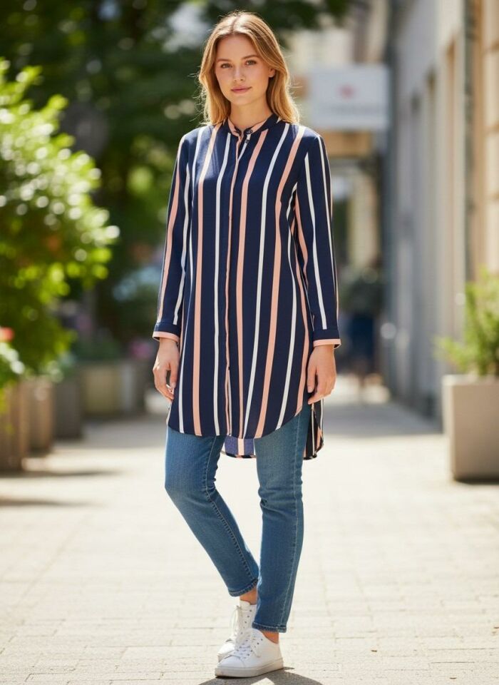 VETRE KADIN BÜYÜK BEDEN UZUN VİSKON GÖMLEK