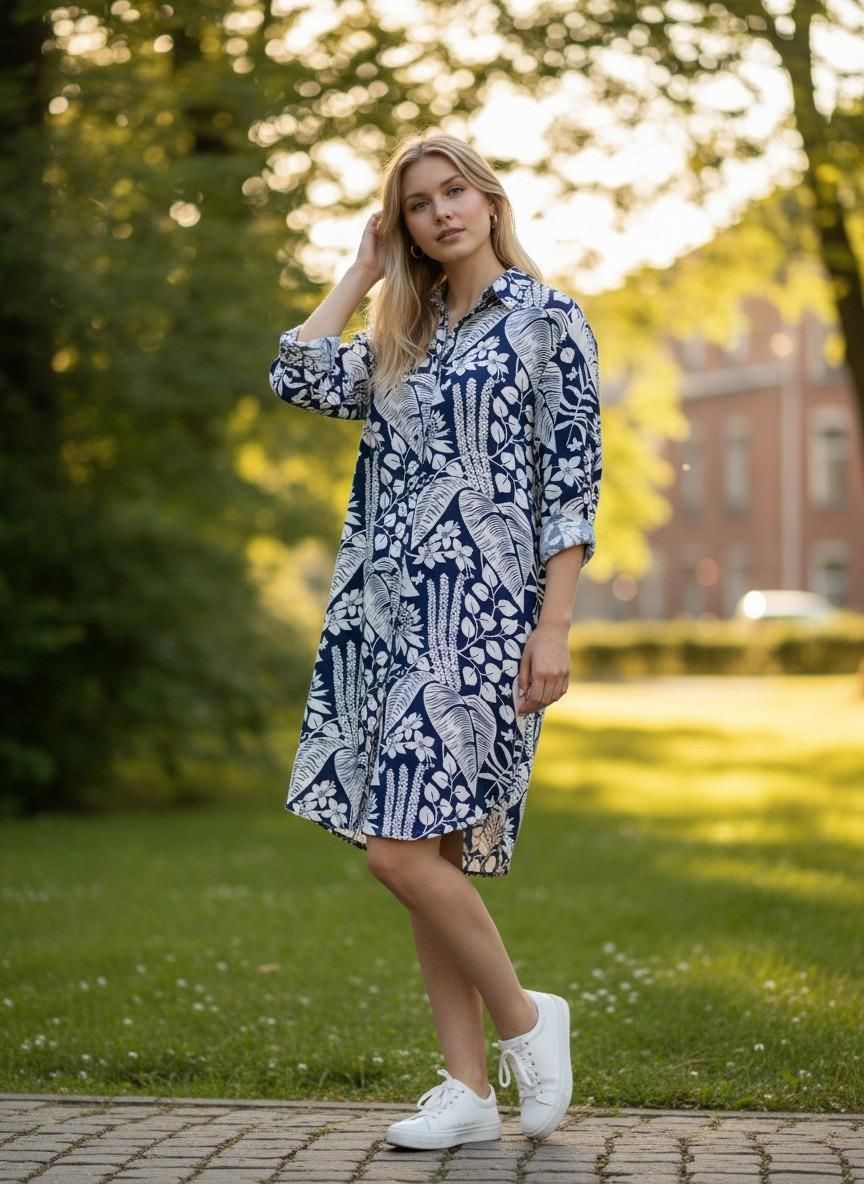 VETRE KADIN BÜYÜK BEDEN UZUN VİSKON GÖMLEK