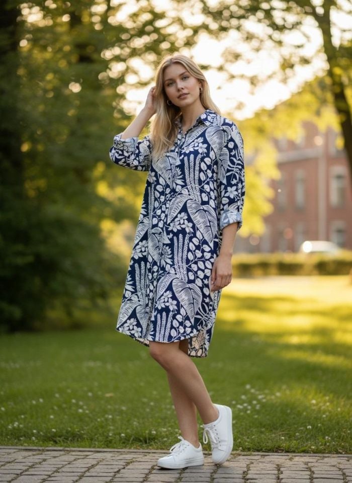 VETRE KADIN BÜYÜK BEDEN UZUN VİSKON GÖMLEK