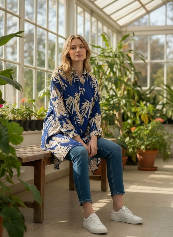 VETRE KADIN BÜYÜK BEDEN UZUN VİSKON GÖMLEK