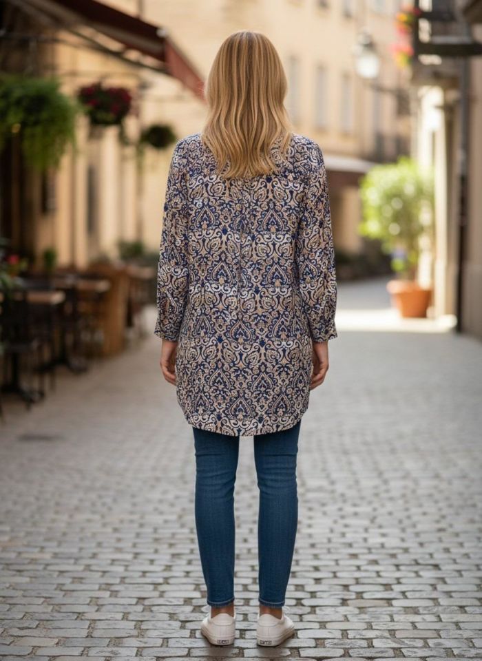 VETRE KADIN BÜYÜK BEDEN UZUN VİSKON GÖMLEK