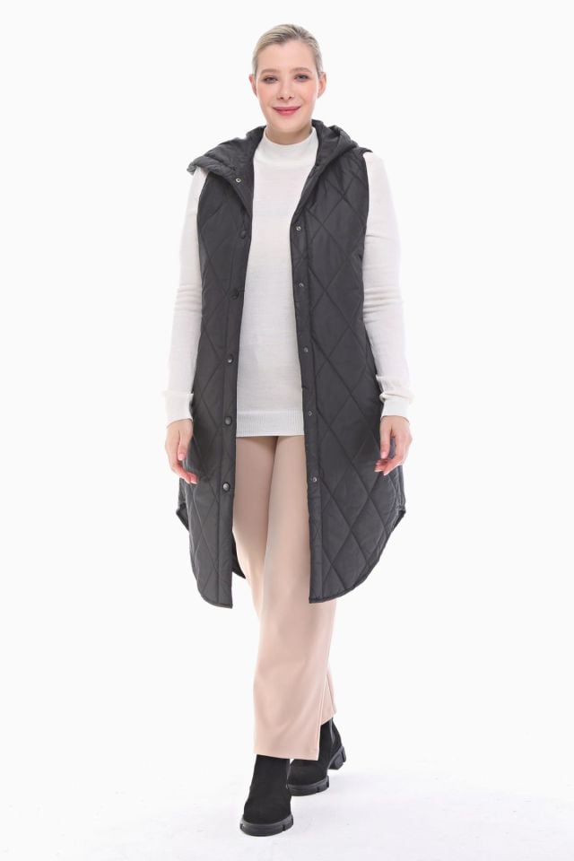 ŞİŞME SİYAH KAPİTONE YELEK