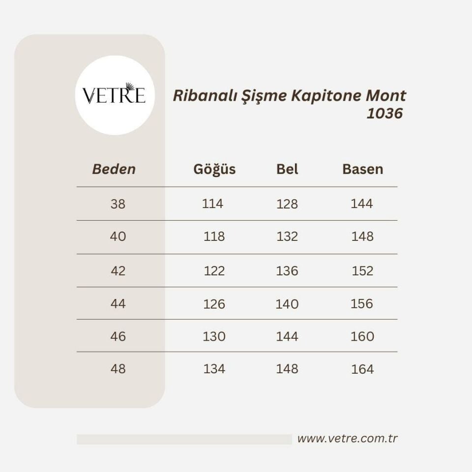 RİBANALI AÇIK BEJ KAPİTONE MONT