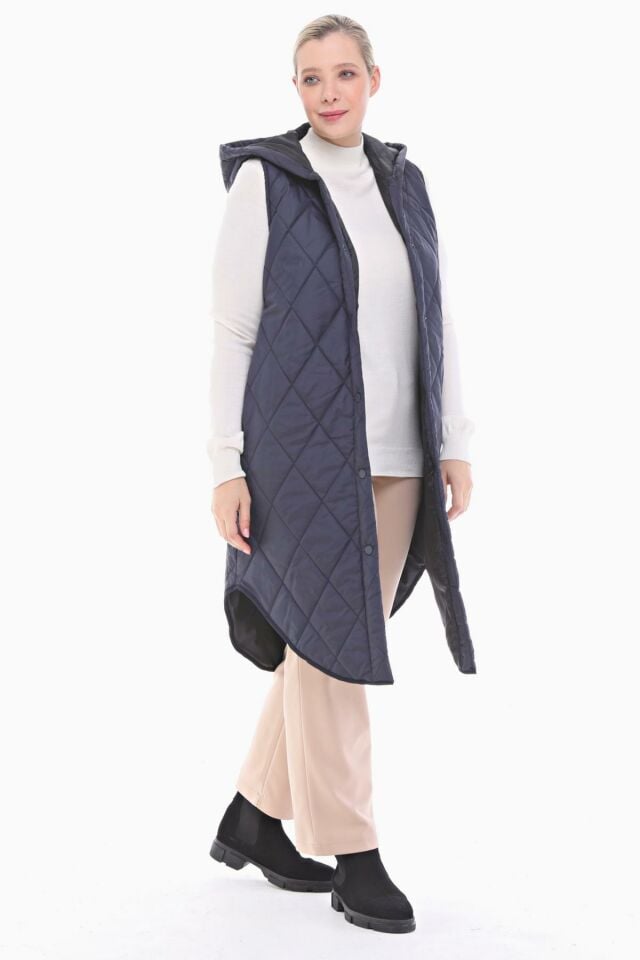 ŞİŞME LACİVERT KAPİTONE YELEK