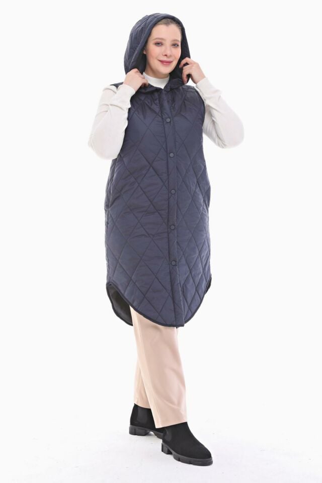 ŞİŞME LACİVERT KAPİTONE YELEK