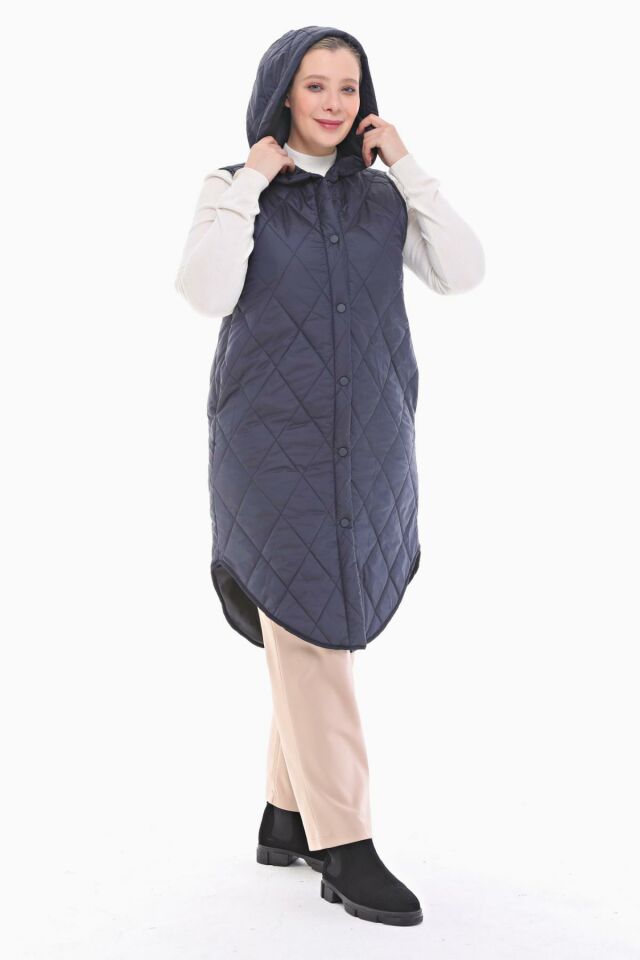 ŞİŞME LACİVERT KAPİTONE YELEK