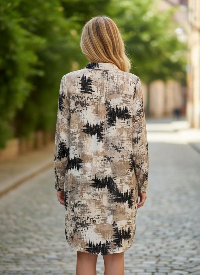 VETRE KADIN BÜYÜK BEDEN UZUN VİSKON GÖMLEK