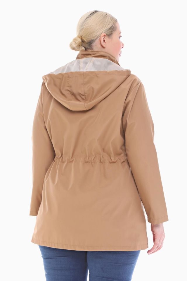 KAPÜŞONLU VİZON KISA TRENÇKOT