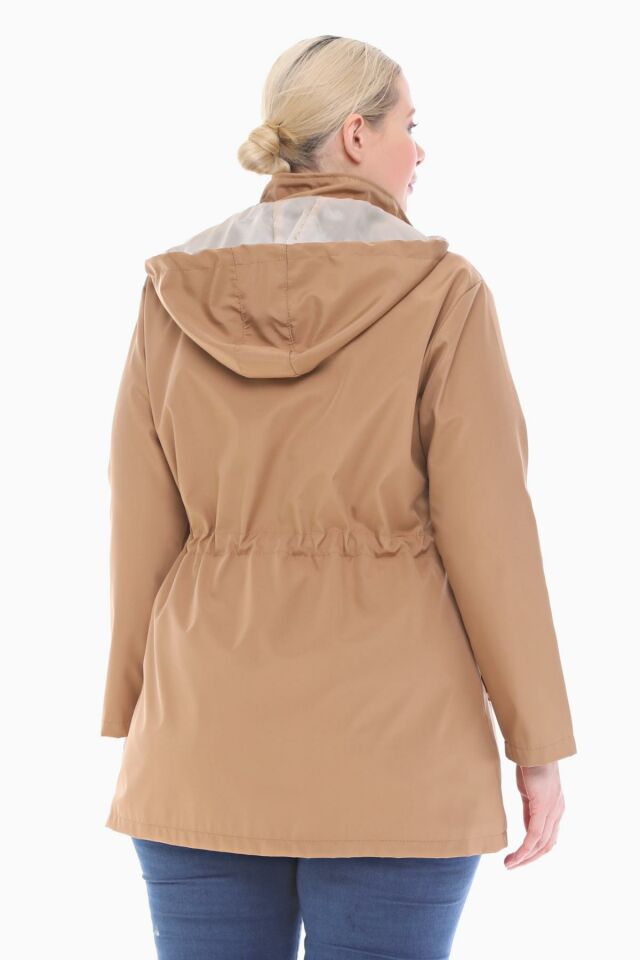 KAPÜŞONLU VİZON KISA TRENÇKOT