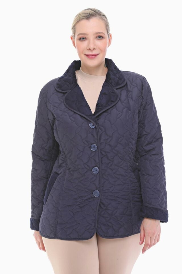 POLO YAKA LACİVERT KISA KAPİTONE MONT