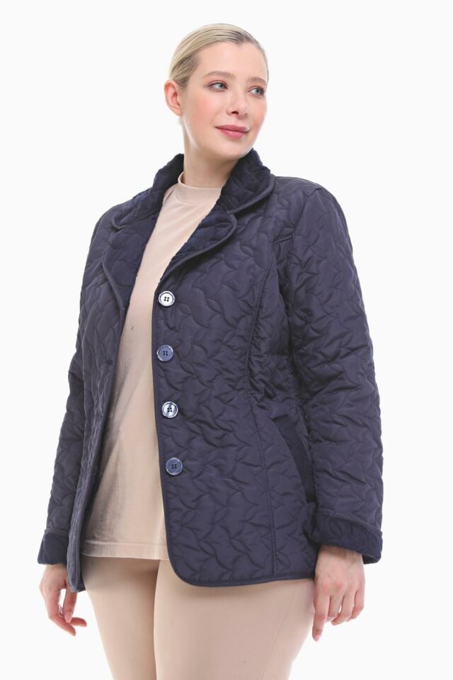 POLO YAKA LACİVERT KISA KAPİTONE MONT