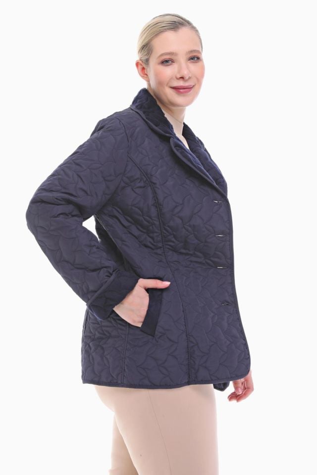 POLO YAKA LACİVERT KISA KAPİTONE MONT