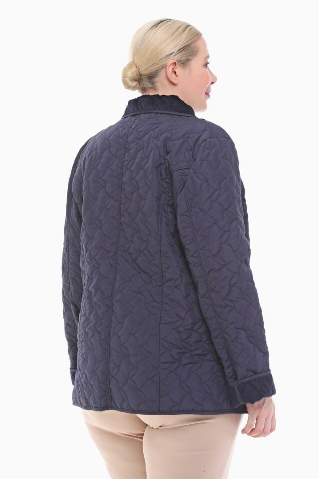 POLO YAKA LACİVERT KISA KAPİTONE MONT