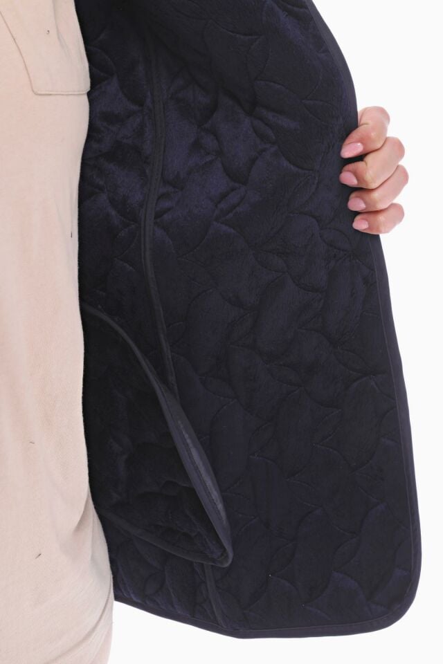 POLO YAKA LACİVERT KISA KAPİTONE MONT